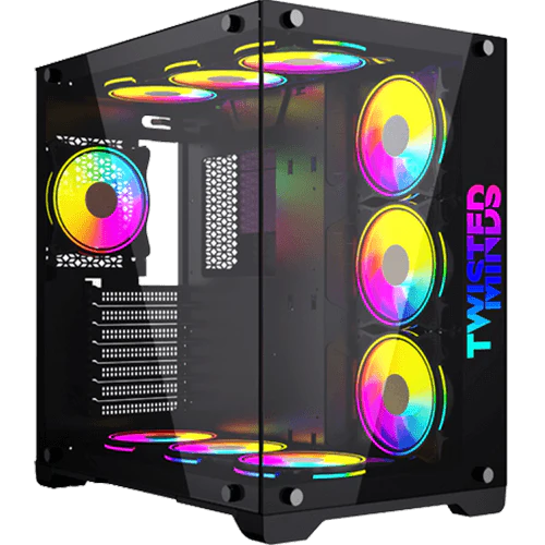 Twisted Minds Bullet-07 Mid Tempered Glass Mid Tower Gaming Case - Black TM1-B-S - Desert Games