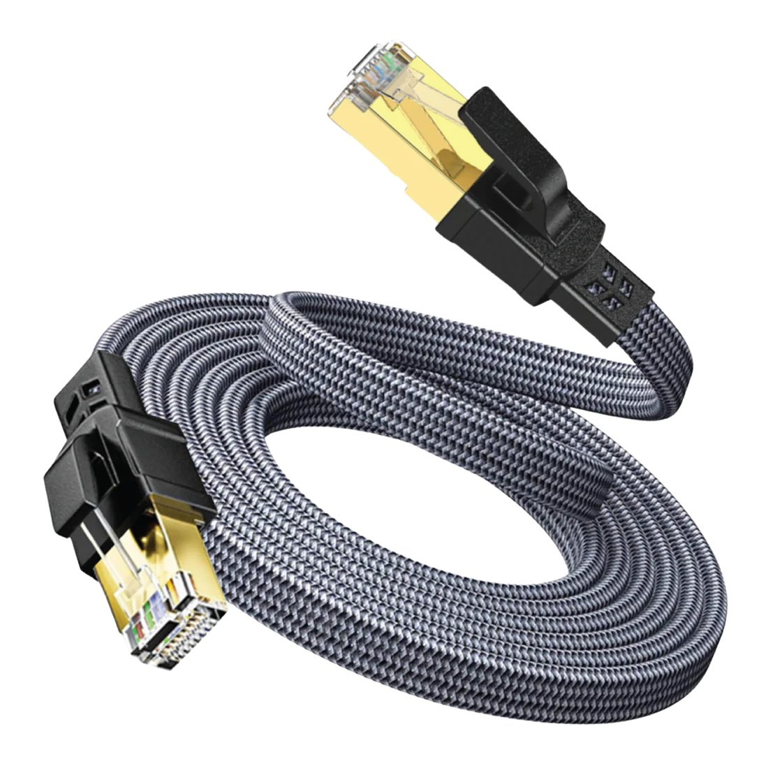 Twisted Minds Flat Braided Network Cable ,Transmission Rate 40GBPS / 2000MHZ , 5M - TM-CAT8-5M - Desert Games