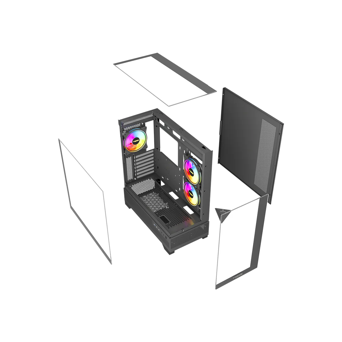 Twisted Minds Quantum Tempered Glass Mid Tower Gaming Case Black - TM-XL290-B - Desert Games