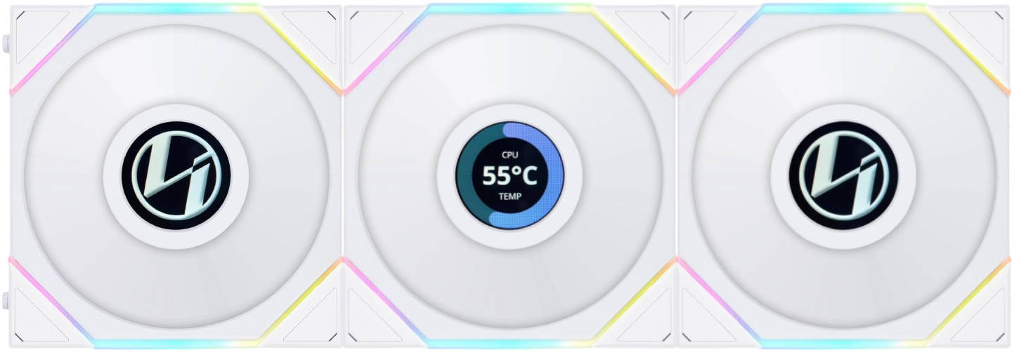 Lian Li Uni Fan TL 120 Reverse Blade Case Fan, Triple Pack, W/ Controller, White | G99.12RTLLCD3W.00 - Desert Games