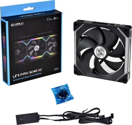 Lian Li UNI FAN SL140 Digital Addressable RGB 140 Fan , Single Pack - Black | G99.14UF1B.00 - Desert Games