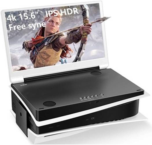 G-Story 15.6" IPS PS5 Portable Monitor, Integrated 4K HDR 3860x2160 Gaming Display - Desert Games