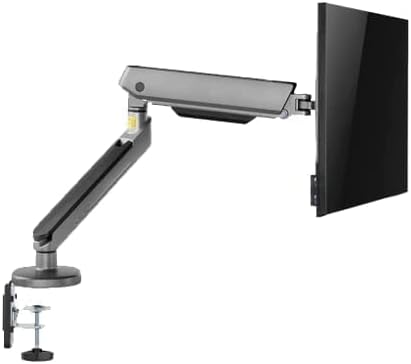 Twisted Minds 17"-32" Single Monitor Desk Mount - Ambient Relaxing RGB Lights - Articulating Aluminum Gas Spring Monitor Stand, Detachable VESA, C-Clamp, Grommet, Cable Management - Grey - Desert Games