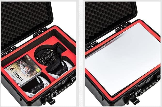 Twisted Minds PS5 Carrying Case - Hard Shell Travel Case Compatible with PlayStation 5 Console, Controllers, Games and Accessories – Waterproof & Protective - Customizable Foam Interior - Desert Games