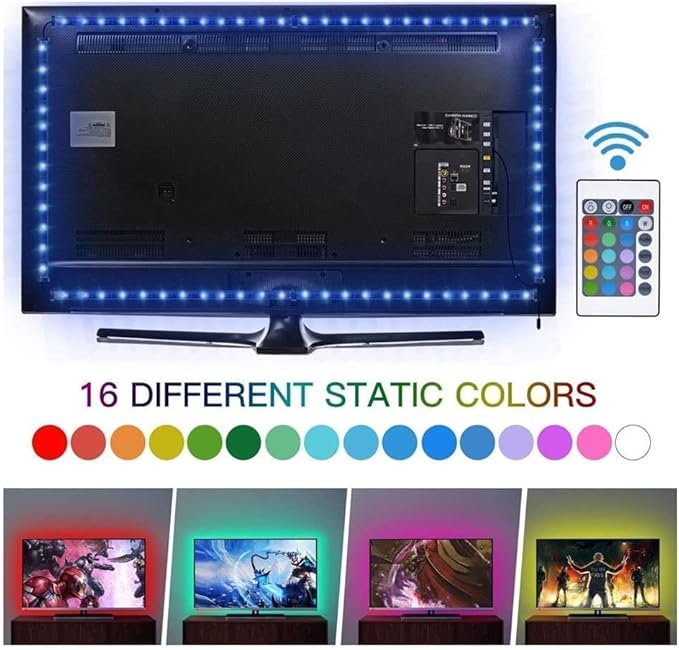 Twisted Minds Gaming Monitor /TV RGB LED Strip, USB Powered Light, Works with Remote-16 million colors RGB Led Strip with 36000 hrs. life span-2 Meters | TM-LED-2M - Desert Games