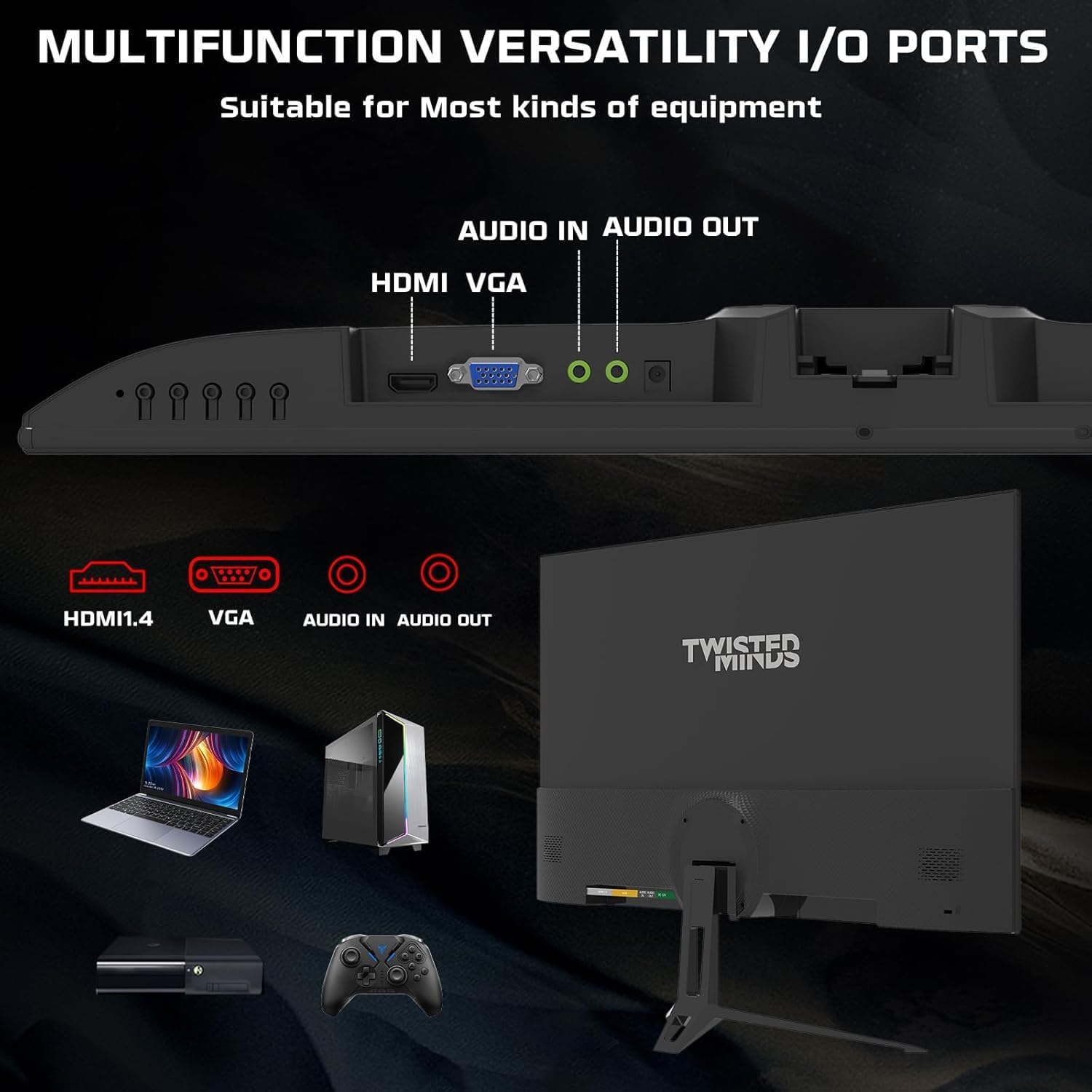 Twisted Minds 24 Inch Display Fast IPS Gaming Monitor - 1920 x 1080 FHD Resolution, 100 Hz Refresh Rate, 16:9 Aspect Ratio, 1 ms Response Time - Black (TM24FHD100IPS) - Desert Games