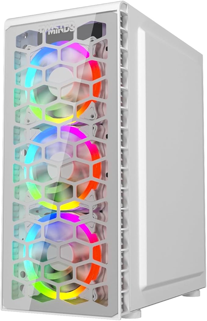 Twisted Minds Killstreak ATX Mid Tower Gaming Computer Case for PC, Front & Rear 12CM ARGB fans with Dust Filter, USB 3.0, Type C - Sync with Motherboard, Tempered Glass Side Panel - Desert Games