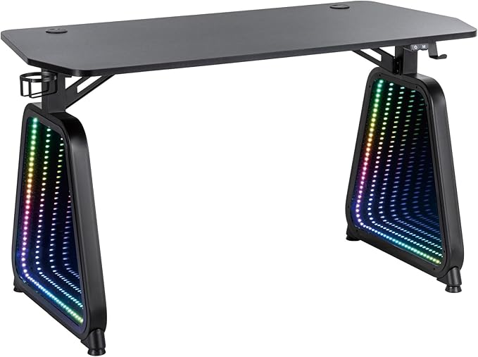 Twisted Minds Infinity Gaming Desk with LED Lights, Computer Desk with Futuristic Design, Gamer Home Office Computer Desk Table - Desert Games