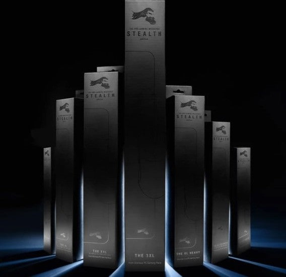 Glorious G-XL-STEALTH Stealth Edition, Extended Gaming Mouse Pad/Mat, Long Black Cloth, Mousepad, Stitched Edges, 16"x18" | G-XL-STEALTH - Desert Games