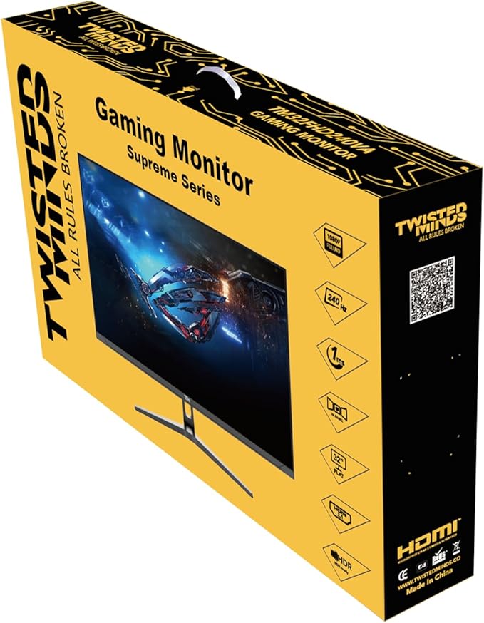 TWISTED MINDS TM32FHD240VA Supreme Series, FLAT 31.5 inch, 1920x1080p FHD VA Panel, 240Hz Refresh Rate,1ms Response Time, Adjustable Stand, HDMI 2.1, HDR Black Gaming Monitor - Desert Games
