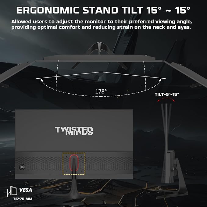 Twisted Minds 27 Inch Display Fast IPS Gaming Monitor - 1080 FHD Resolution, 165 Hz Refresh Rate, 16:9 Aspect Ratio, 0.5ms Response Time - Black - Desert Games