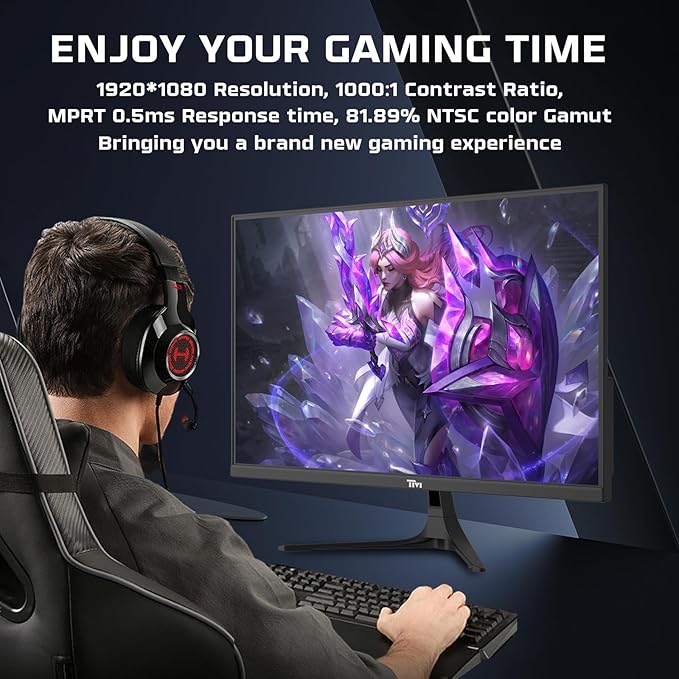 Twisted Minds 27 Inch Display Fast IPS Gaming Monitor - 1080 FHD Resolution, 165 Hz Refresh Rate, 16:9 Aspect Ratio, 0.5ms Response Time - Black - Desert Games