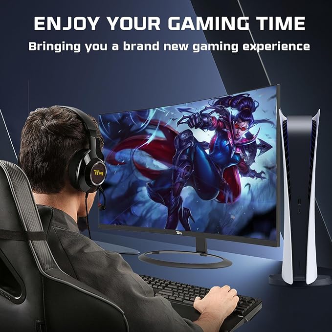 TWISTED MINDS TM32CFHD180VA Eclipse Series, Curved 31.5 Inch,1920x1080p FHD VA Panel, 180Hz Refresh Rate,1ms Response Time, MPRT, Black Gaming Monito - Desert Games