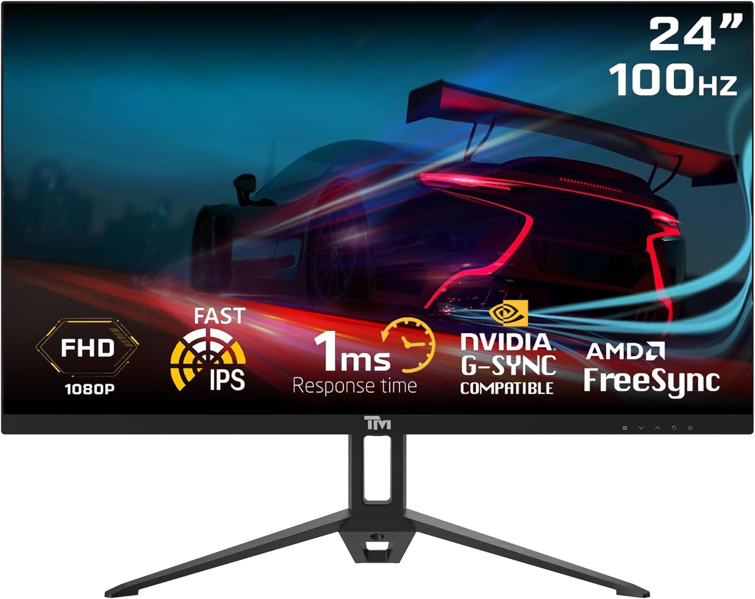 Twisted Minds 24 Inch Display Fast IPS Gaming Monitor - 1920 x 1080 FHD Resolution, 100 Hz Refresh Rate, 16:9 Aspect Ratio, 1 ms Response Time - Black (TM24FHD100IPS) - Desert Games