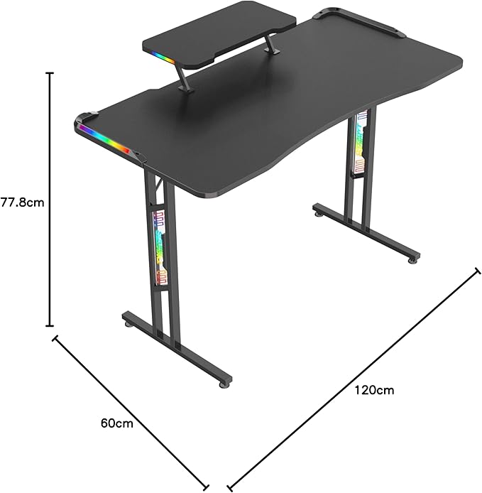Twisted Minds X Shaped Gaming Desk, RGB Lights, Desk with Ergonomic designed, Gamer Home Office Computer Table, - Desert Games