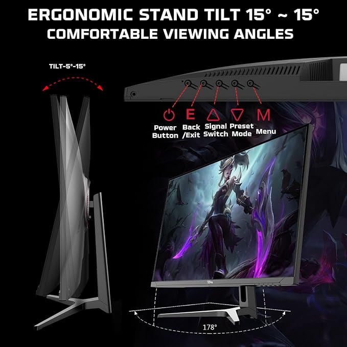 TWISTED MINDS TM32FHD240VA Supreme Series, FLAT 31.5 inch, 1920x1080p FHD VA Panel, 240Hz Refresh Rate,1ms Response Time, Adjustable Stand, HDMI 2.1, HDR Black Gaming Monitor - Desert Games