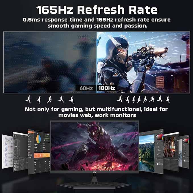Twisted Minds 27 Inch Display Fast IPS Gaming Monitor - 1080 FHD Resolution, 165 Hz Refresh Rate, 16:9 Aspect Ratio, 0.5ms Response Time - Black - Desert Games