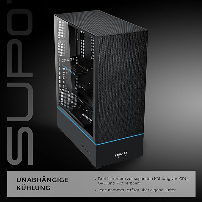 Lian Li SUP 01 Mid-Tower Case - Black, Classic Aluminium PC Chassis - Desert Games