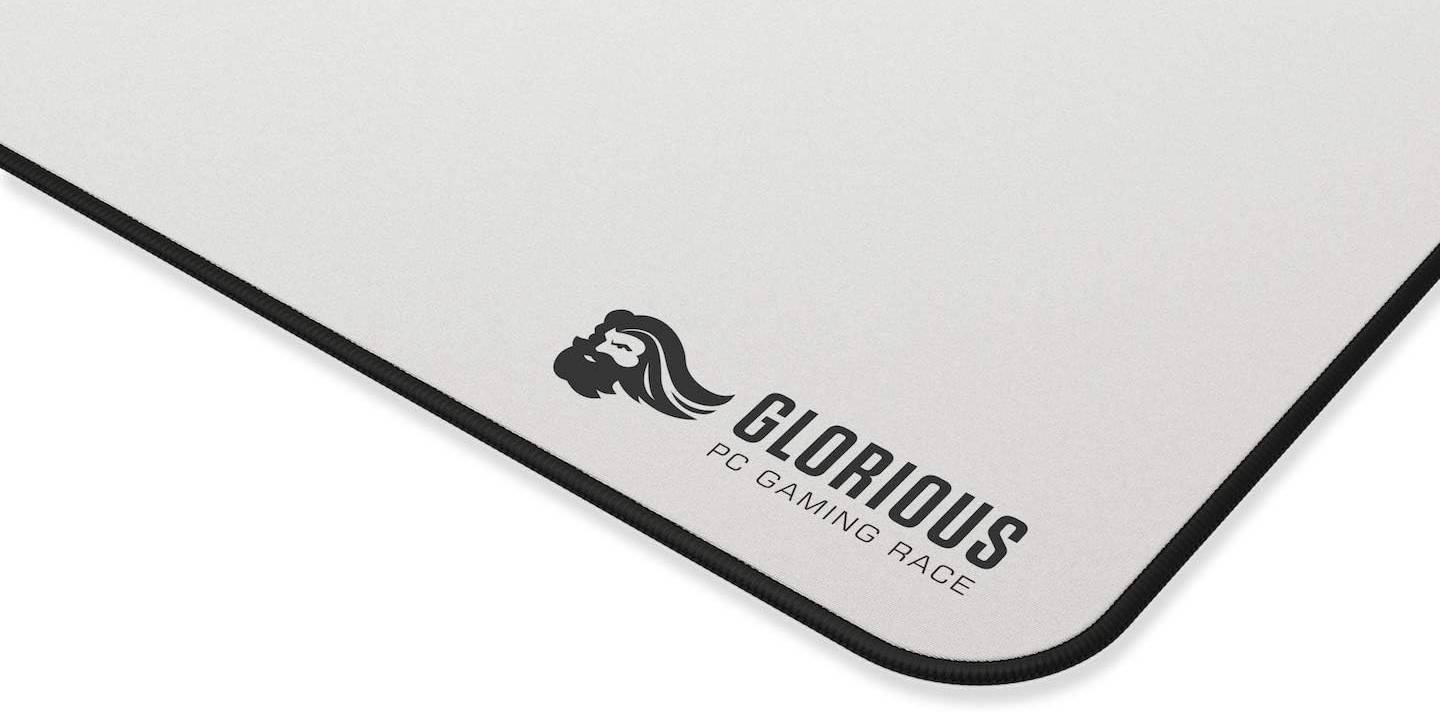 Glorious Large Gaming Mouse Pad/Mat, 16"x18" Size, For Desk / Rubber Base / Computer, With Stitched Edges, White | GW-XL - Desert Games