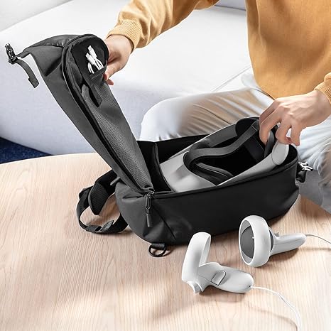 Tomtoc Carrying Bag for Meta/Oculus Quest 2/3/Quest Pro Travel Shoulder Sling Backpack - Desert Games