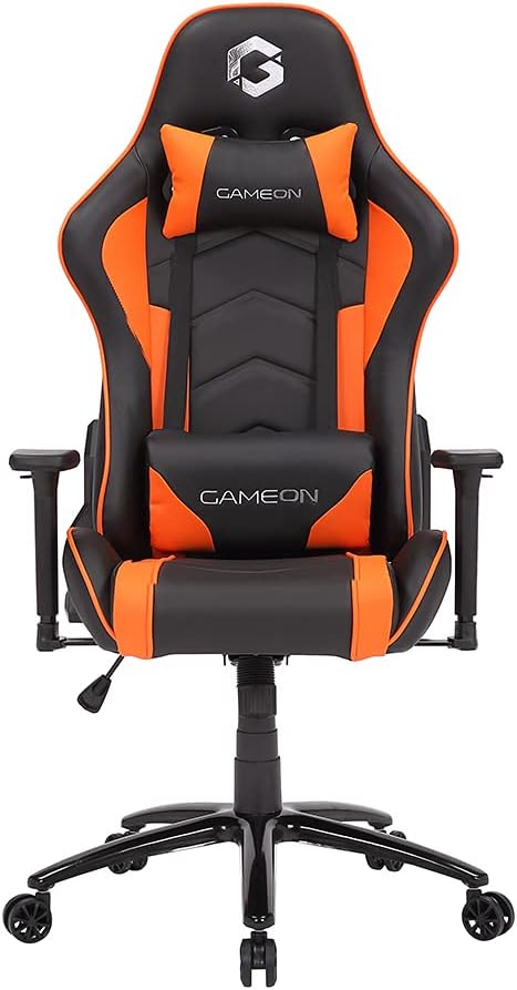 GAMEON Gaming Chair, 3D, Backrest, Head Pillow, Lumbar - Black/Orange - Desert Games