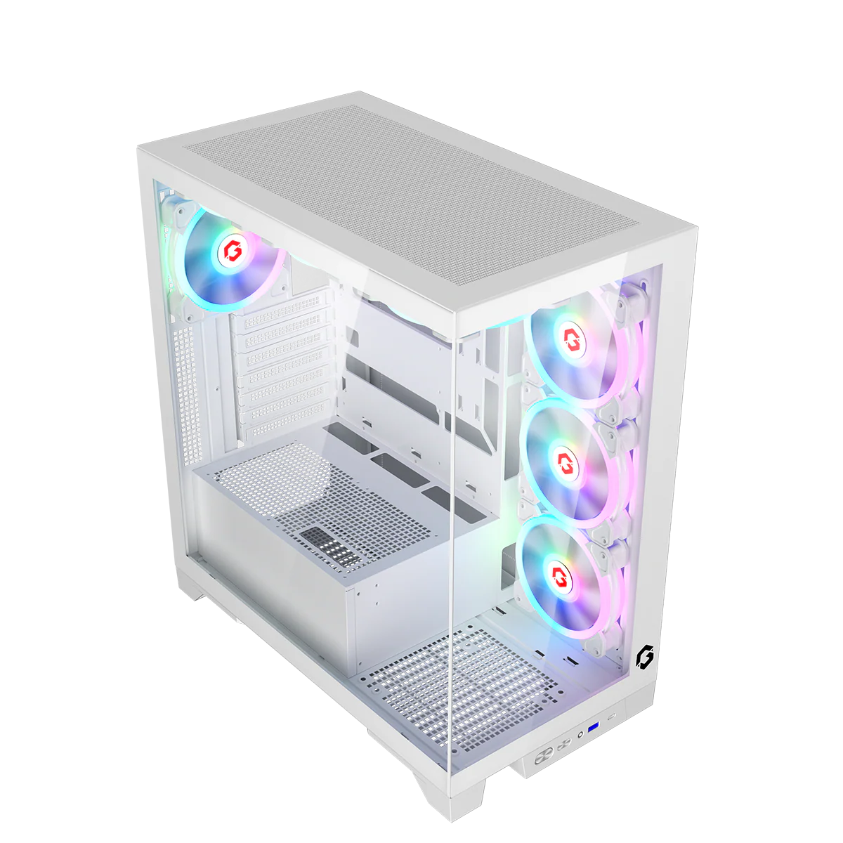 GAMEON Emperor Arctic IV Series Mid Tower Gaming Case - White - Desert Games