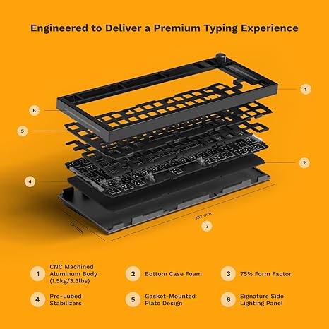 Glorious GMMK PRO 75% Modular Mechanical Gaming Keyboard TKL, Fox Switches, Coiled Cable, Wrist Rest, PBT Keycaps - Black GLO-GMMK-P75-FOX-B - Desert Games