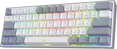 Redragon K617 Fizz 60% Wired RGB Gaming Keyboard - White and Grey