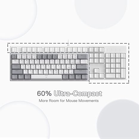 Redragon K617 Fizz 60% Wired RGB Gaming Keyboard - White and Grey