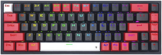 Redragon K631RGB Wired/Wireless Castor Pro Mech Gaming Keyboard, 68 Keys,Red Switch, Black
