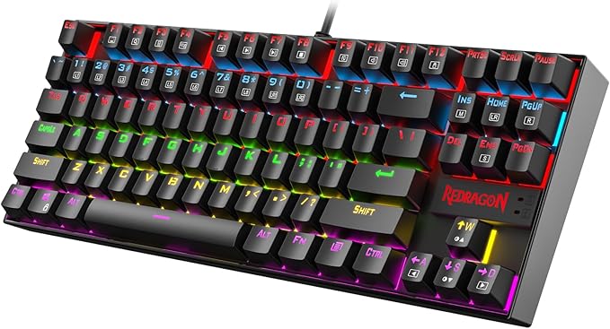 Redragon K552 Mechanical Gaming Keyboard, 87-Key Compact, LED Gaming Keyboard with Red Switches - Black