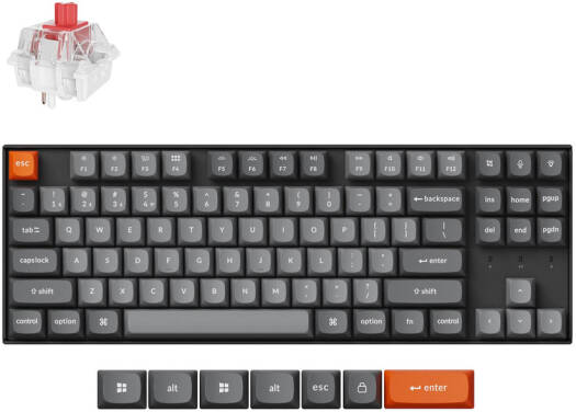 Keychron K8 Max QMK Wireless Mechanical Keyboard, English-Arabic Layout, Red Switch - Black  K8M-J1-AR - Desert Games