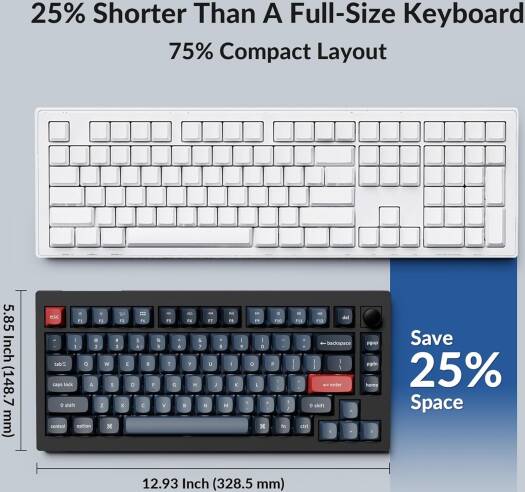 Keychron V1 Max QMK/VIA Wireless Custom Mechanical Keyboard, English-Arabic Layout - Black V1M-D1-AR - Desert Games