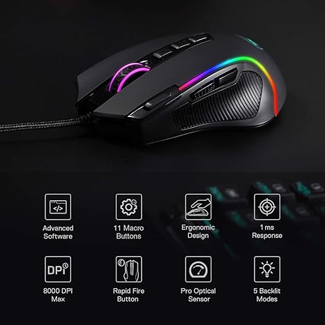 Redragon M612 Predator RGB Gaming Mouse - Desert Games