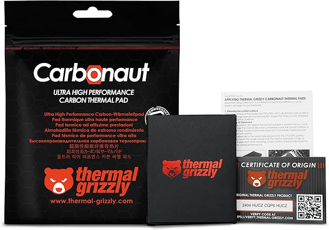 Thermal Grizzly Carbonaut (25x25x0,2mm) - for AMD Threadripper CPUs - Carbon Thermal Pad for Maximum Thermal Conductivity - Reusable and Adaptable Surface - Desert Games