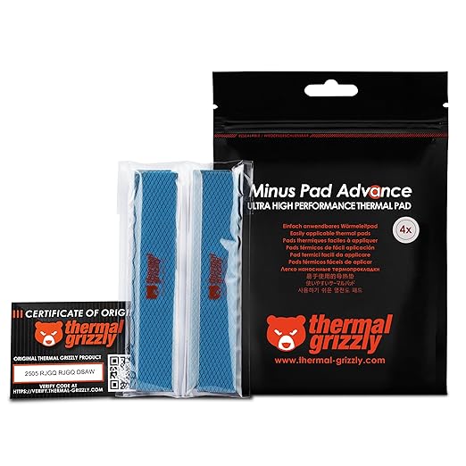 Thermal Grizzly Minus Pad Advance β 4-Pack Thermal Interface Pad, 120x20x3.0mm TG-MP-A-120-20-30-4 - Desert Games