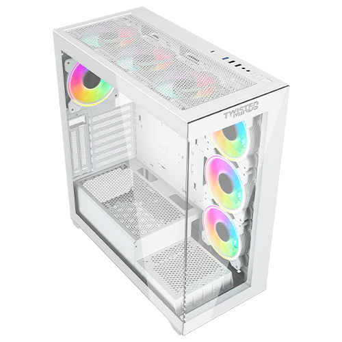 Twisted Minds Quantum Mid Tempered Glass Mid Tower Gaming Case - White - TM-TM-290XL-9-W - Desert Games