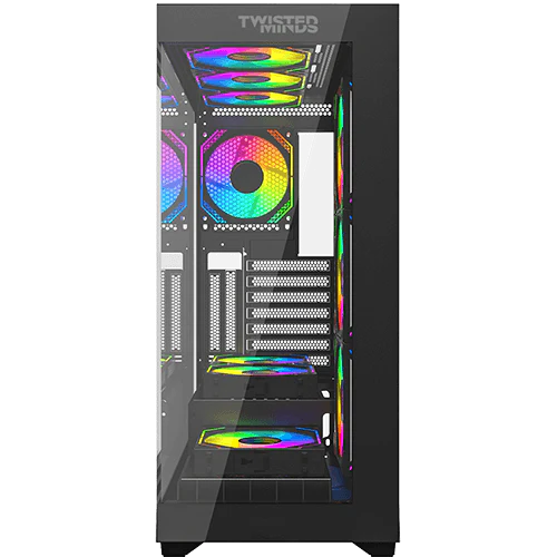 Twisted Minds Quantum Mid Tempered Glass Mid Tower Gaming Case - Black - TM-290XL-9 - Desert Games