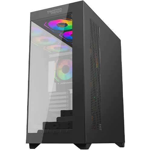 Twisted Minds Quantum Mid Tempered Glass Mid Tower Gaming Case - Black - TM-290XL-9 - Desert Games