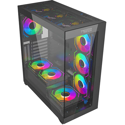 Twisted Minds Quantum Mid Tempered Glass Mid Tower Gaming Case - Black - TM-290XL-9 - Desert Games