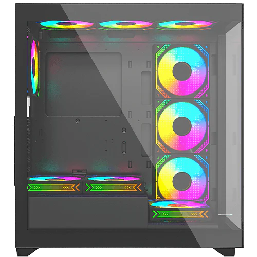 Twisted Minds Quantum Mid Tempered Glass Mid Tower Gaming Case - Black - TM-290XL-9 - Desert Games