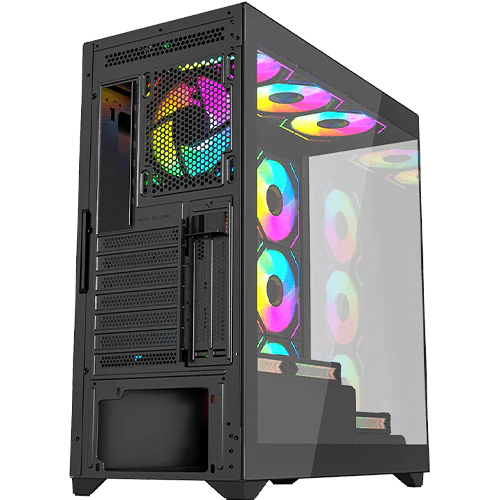 Twisted Minds Quantum Mid Tempered Glass Mid Tower Gaming Case - Black - TM-290XL-9 - Desert Games
