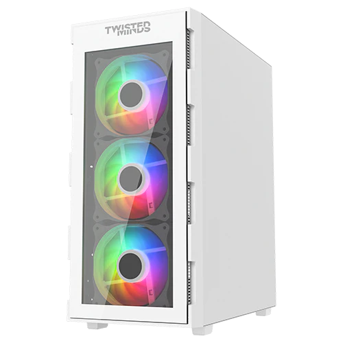 Twisted Minds Titan Glass Mid Tower Gaming Case - White TM-GM-III-W - Desert Games