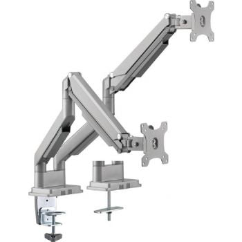 Gadgeton GGO-2069 Gas Spring Aluminum Dual Monitor Arm, Stand And Mount For Gaming And Office Use, Silver