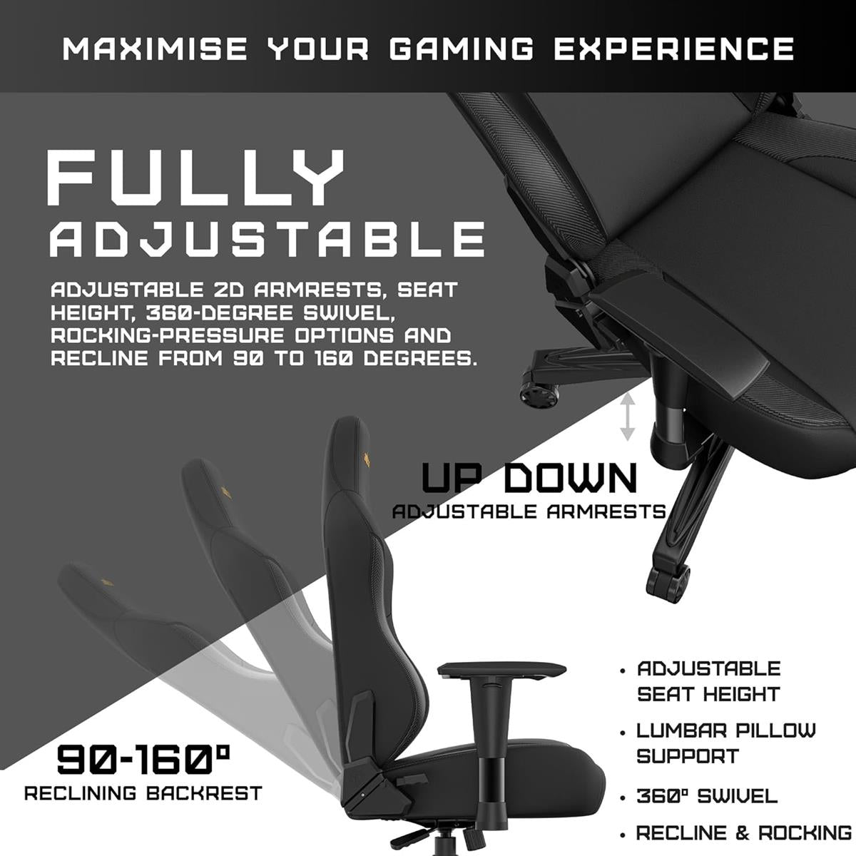 Anda Seat Phantom 3 XL Leather Gaming Chair - Stormy Black - Desert Games