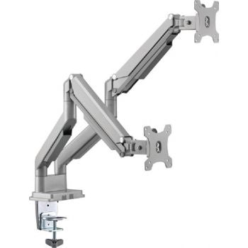 Gadgeton GGO-2069 Gas Spring Aluminum Dual Monitor Arm, Stand And Mount For Gaming And Office Use, Silver