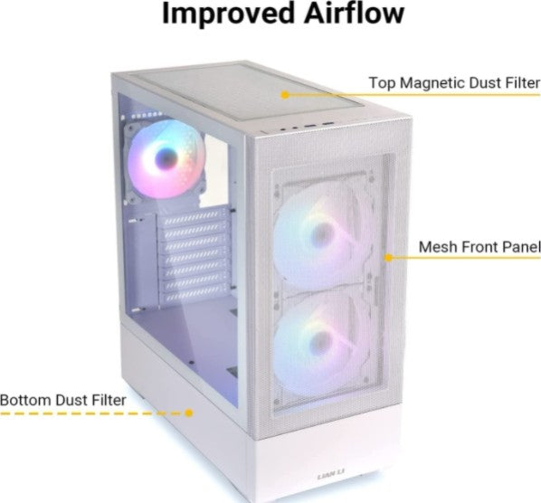 Lian Li Lancool 205 Mesh Airflow ATX PC Case, White | G99.OE764W.00 - Desert Games