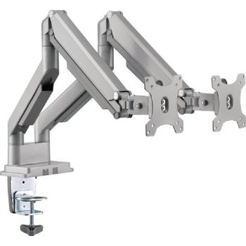 Gadgeton GGO-2069 Gas Spring Aluminum Dual Monitor Arm, Stand And Mount For Gaming And Office Use, Silver