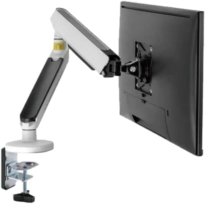 Twisted Minds 17"-32" Single Monitor Desk Mount - Ambient Relaxing RGB Lights - Articulating Aluminum Gas Spring Monitor Stand, Detachable VESA, C-Clamp, Grommet, Cable Management - White