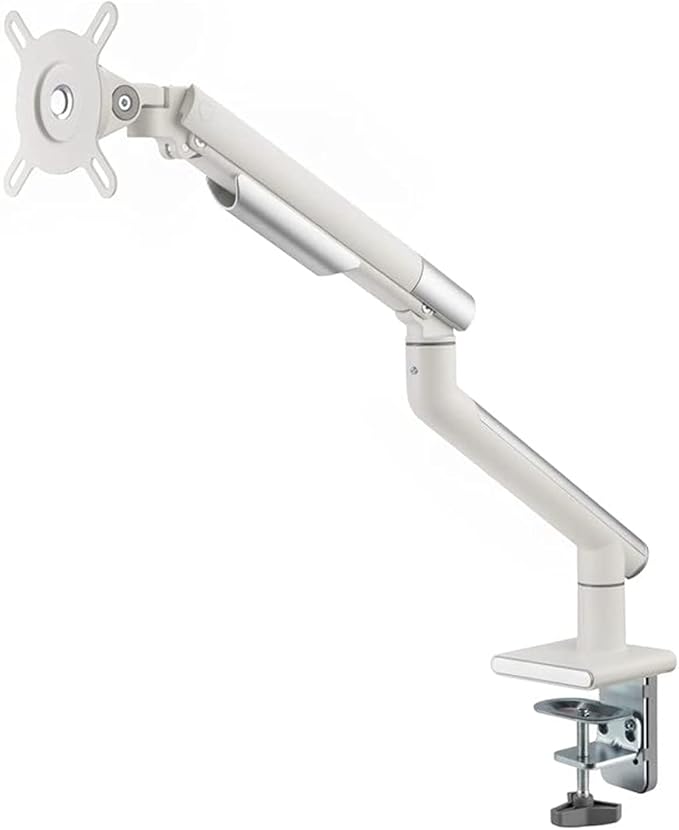 Twisted Minds Premium Aluminum Adjustable Single Monitor Desk Mount for 17 to 32 inch Computer Monitor, White